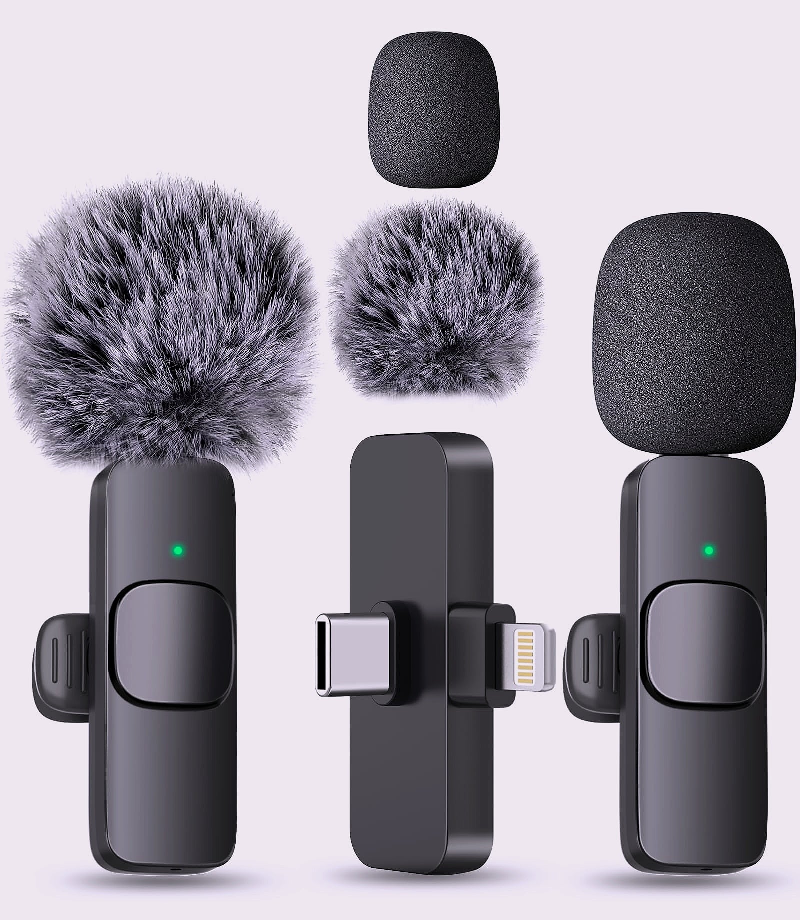 MAYBESTA Wireless Lavalier Microphone 2 Pack for iPhone Android