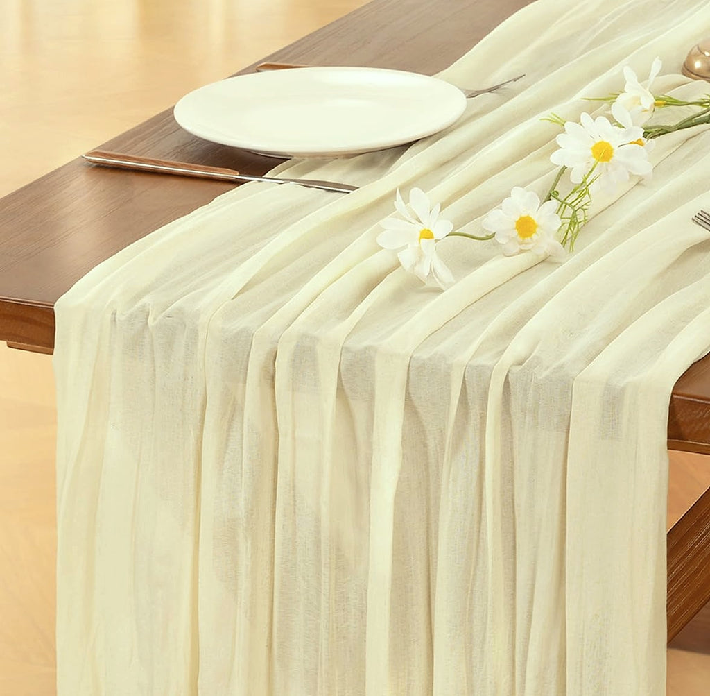 Socomi Pink Cheesecloth Table Runner 120 inch Farmhouse