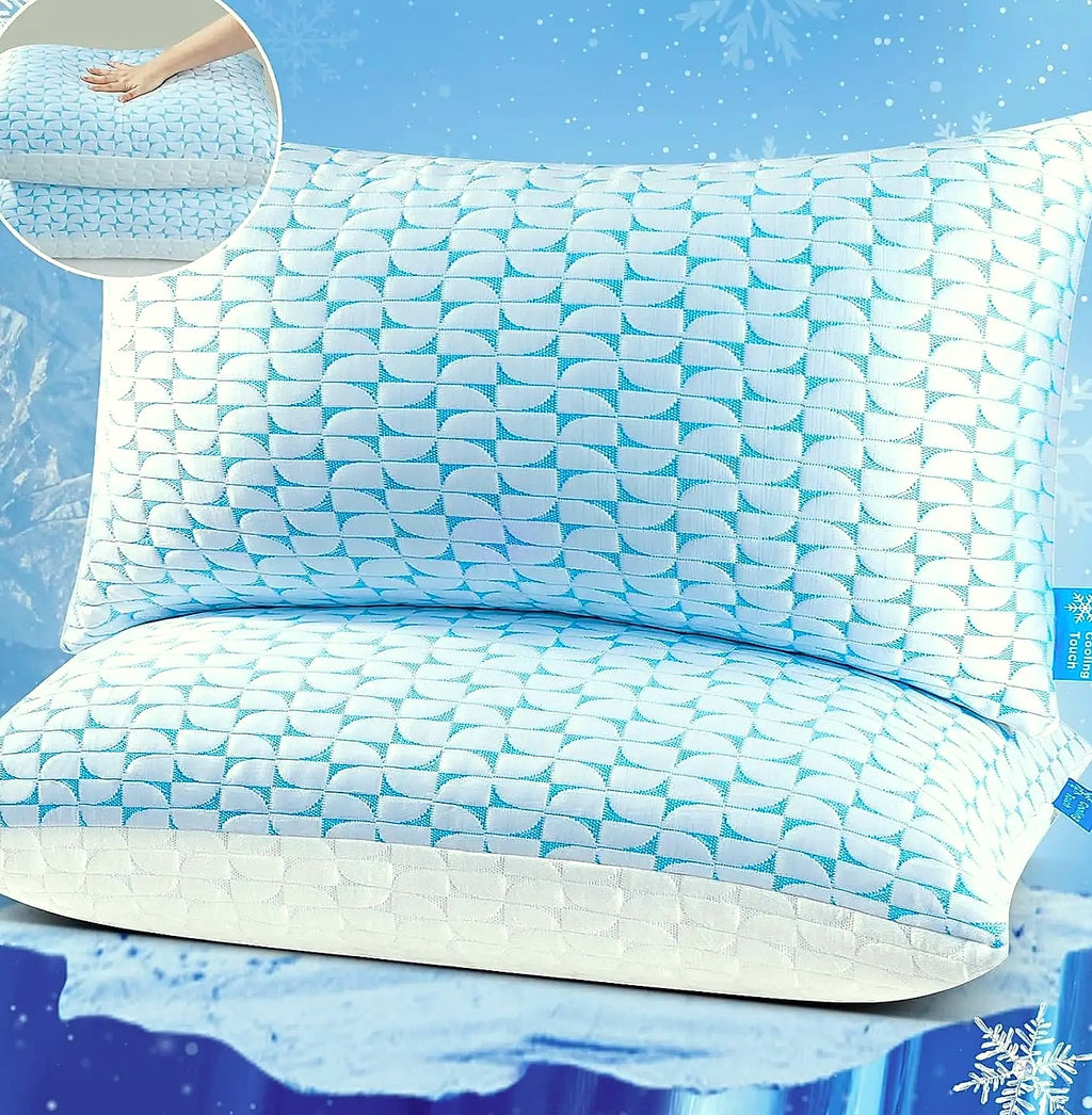 Shredded Memory Foam Pillows Queen/King Size Set of 2, Cooling Gel Pillow