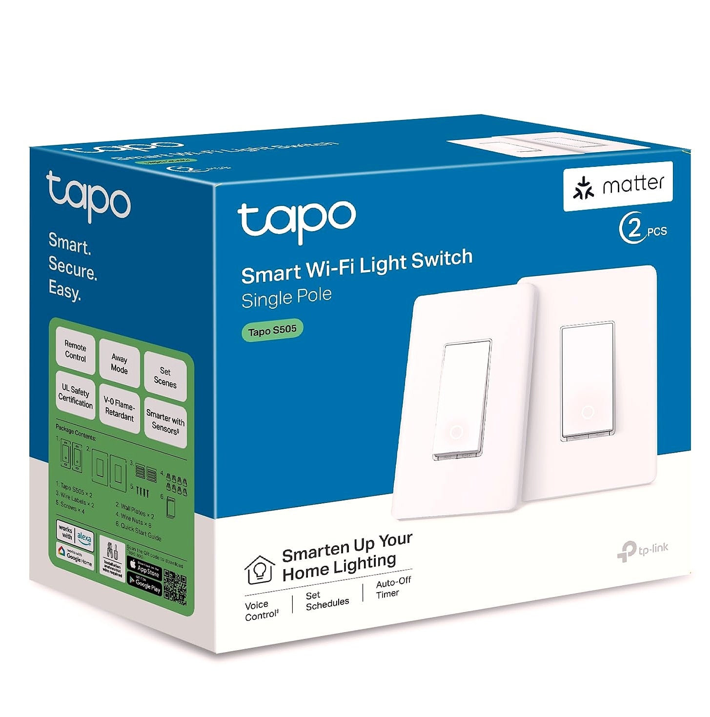 TP-Link Tapo S505 Matter Smart Light Switch 2-Pack