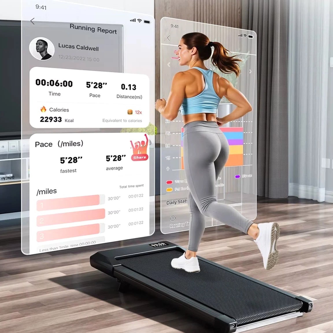 Under Desk Treadmill 2.5HP Walking Pad with 6% Slope Quiet Home Office 300lbs