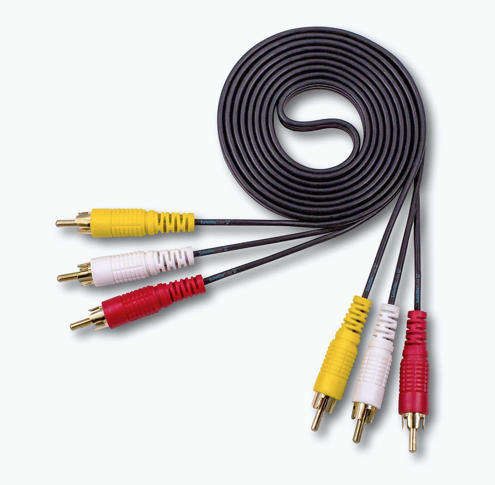 SatelliteSale 3 Male to 3 Male RCA Audio Video Cable 6ft