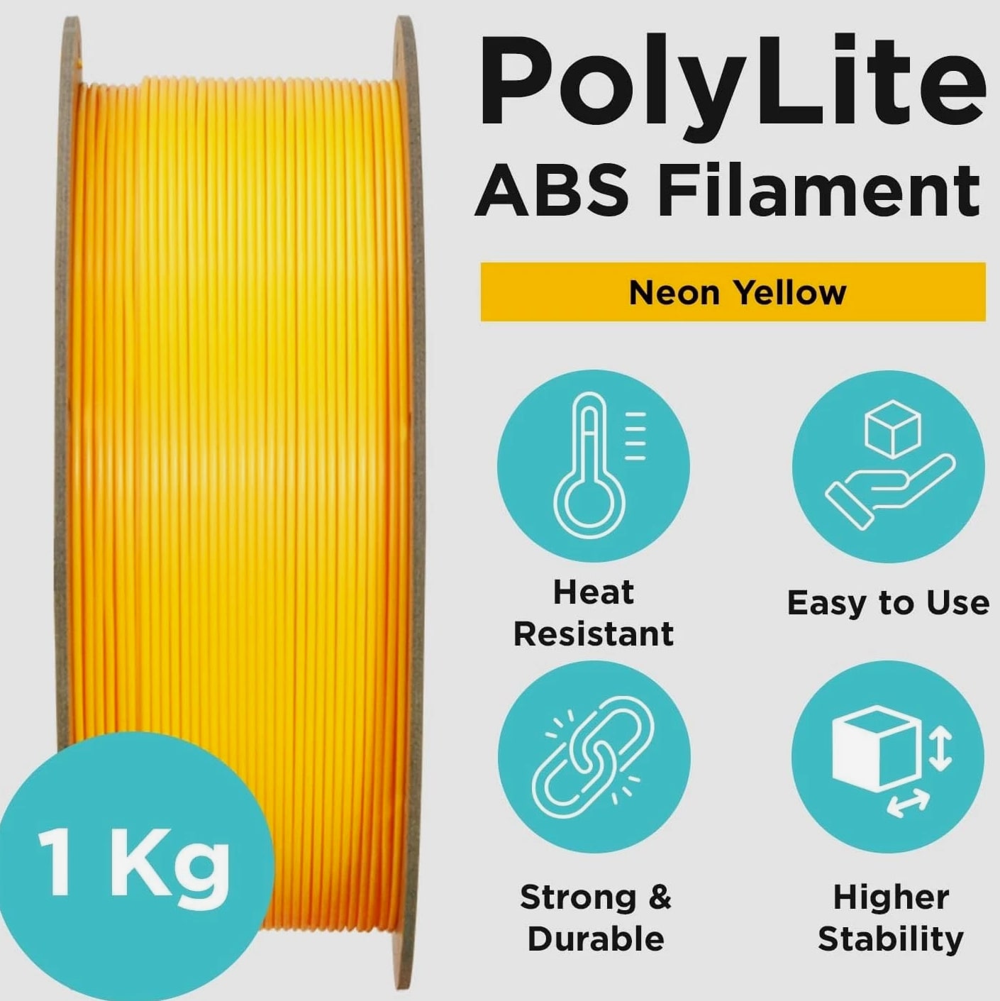 Neon ABS Filament 1.75mm, Neon Yellow 3D Printer Material 1.75mm Heat Resista...
