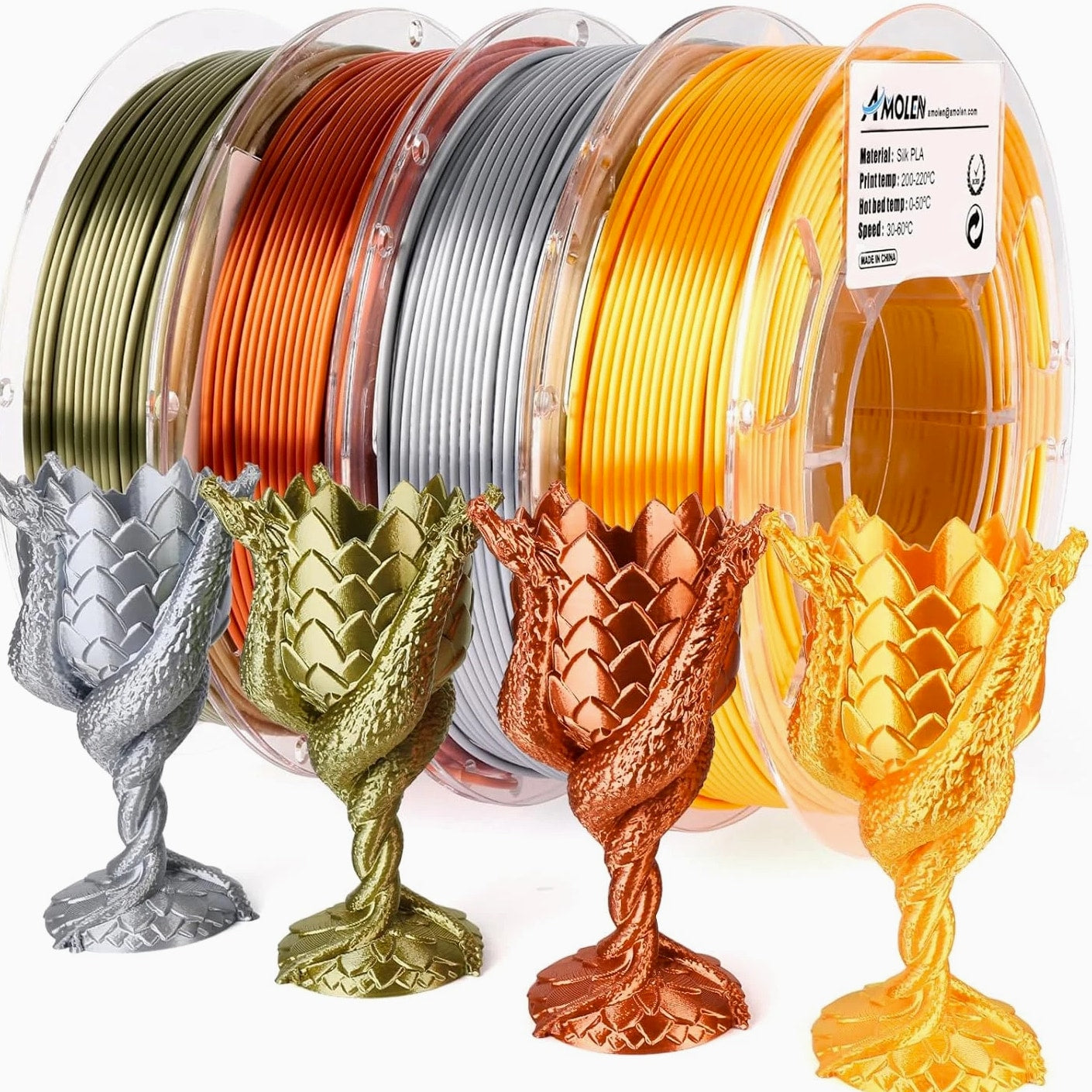 PLA 3D Printer Filament PLA Filament 1.75Mm Silk Filament Bundle,Gold, Silver...