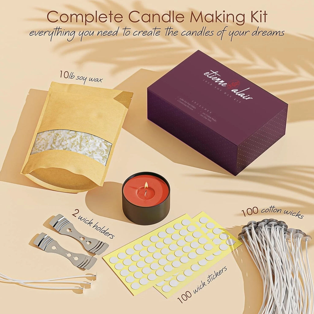 Natural Organic Soy Candle Wax Bulk For Candle Making, 10 lbs Soy Wax Flakes Kit