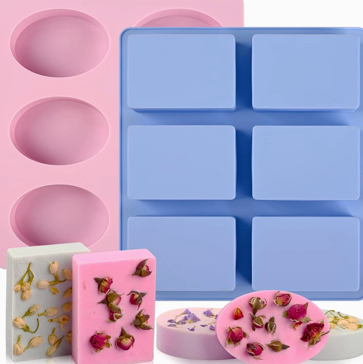 2-Pack 6 Cavity Silicone Soap Molds for DIY Soap Making & Desserts