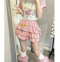 MEXZT Y2K Sweet Ruffles Mini Skirt with Bow