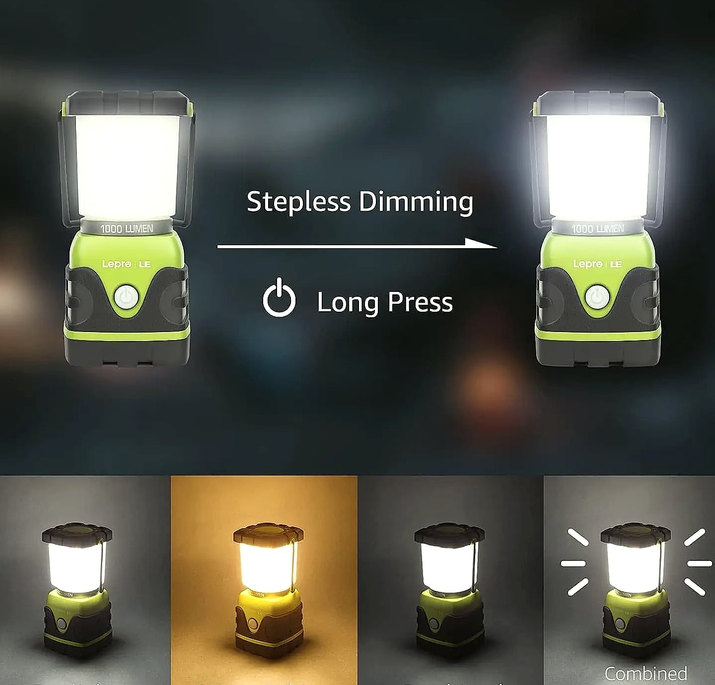 1000LM Waterproof Camping Lantern with 4 Light Modes
