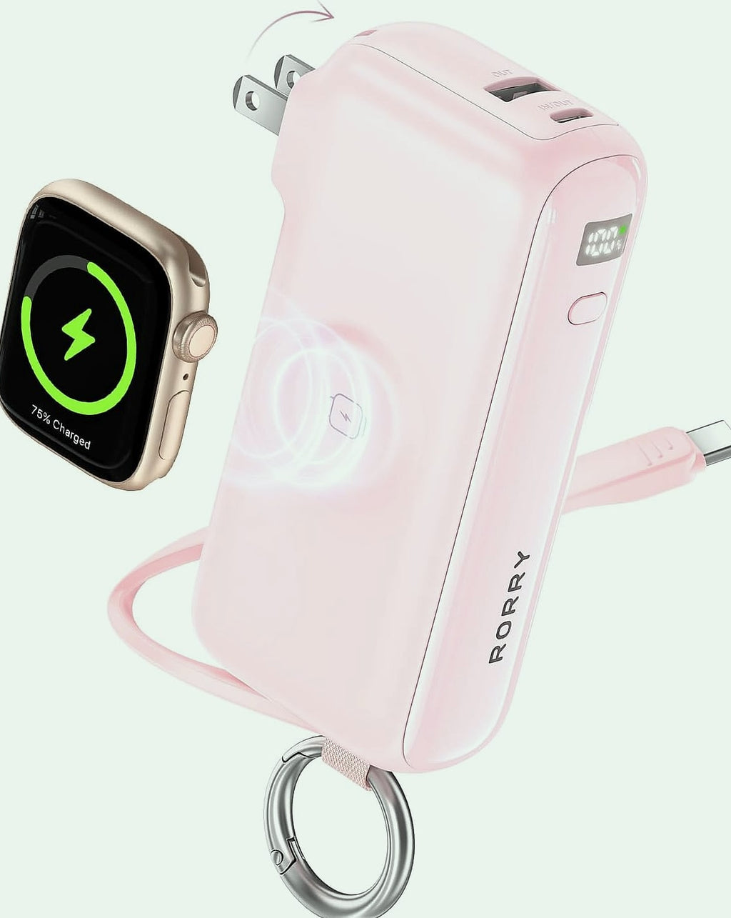 RORRY Flow 10000mAh 40W Portable Charger with Built-in USB-C Cable
