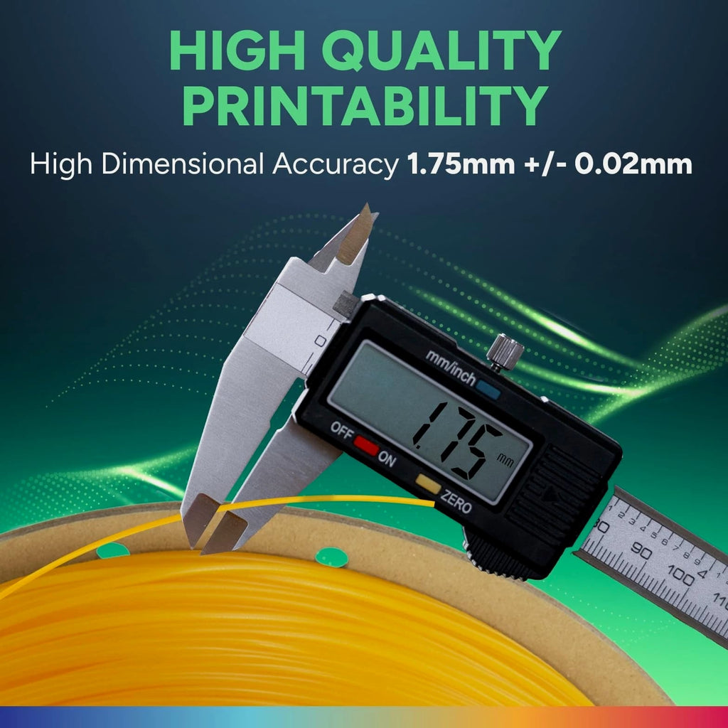OVERTURE TPU Filament 1.75mm Flexible Roll, 95A Soft 3D Printer TPU Yellow