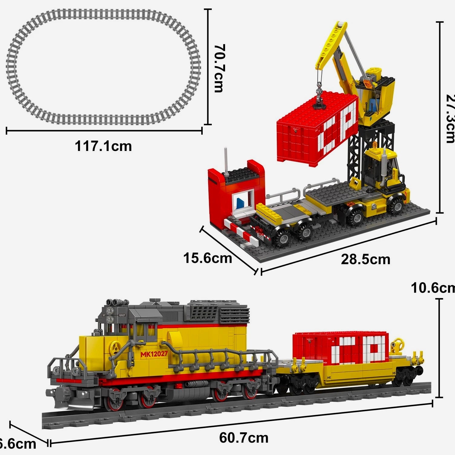 Mould King 12027 Diesel Locomotive Train Trailer Building Block Remote Control Toy