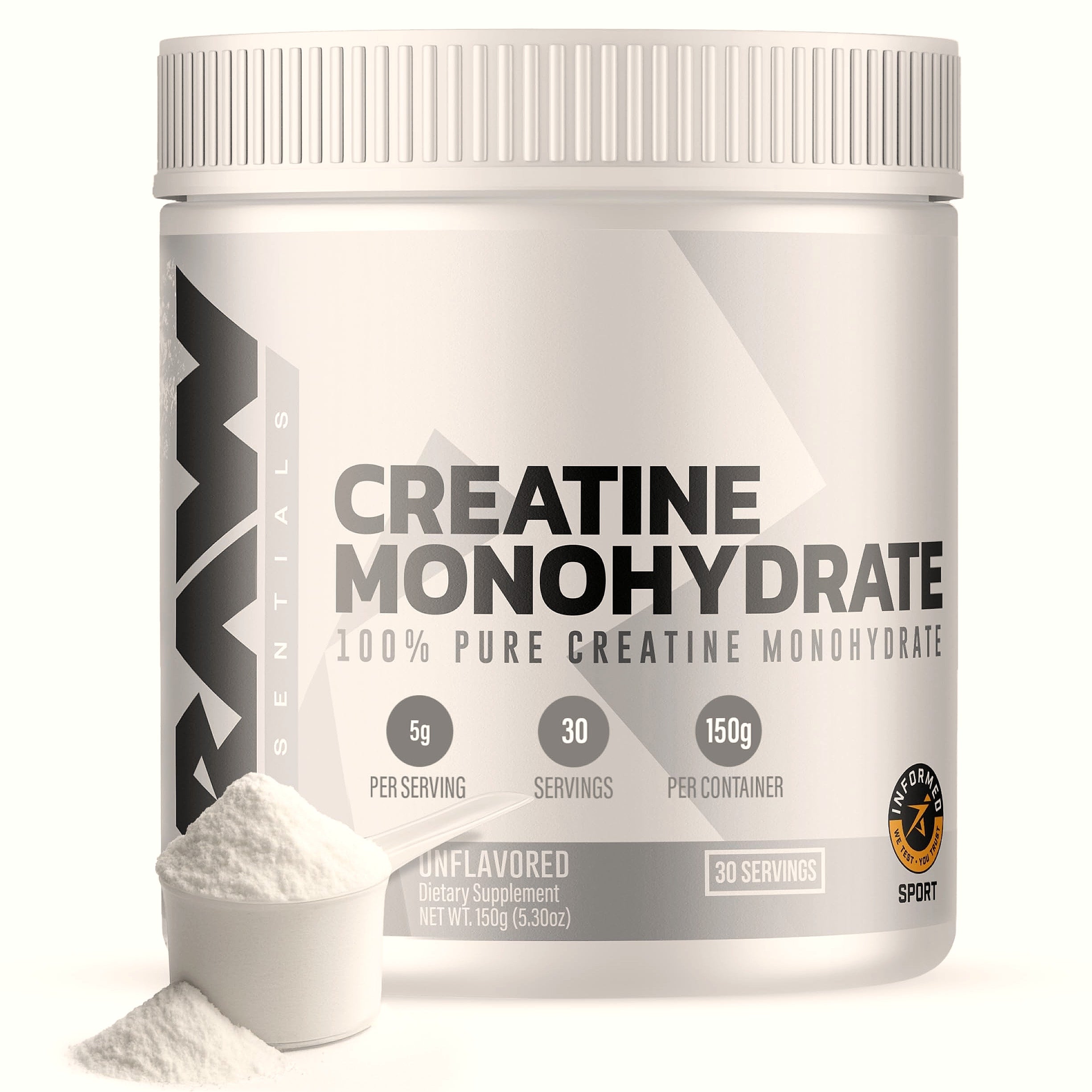 RAW Nutrition Creatine Monohydrate Powder, Unflavored 30 Servings
