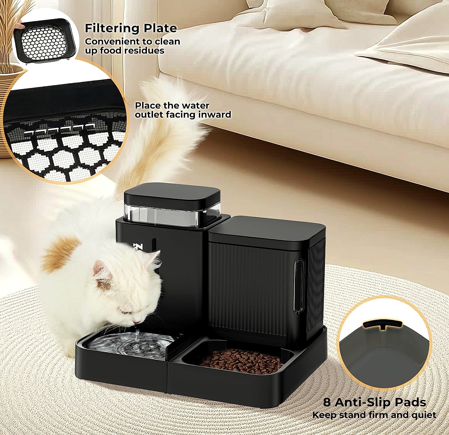 ZOMISIA Automatic Cat Feeder and Water Dispenser Set, 2 in 1