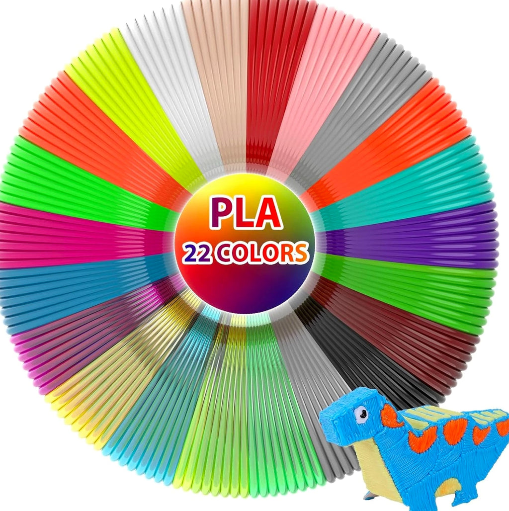 22 Colors 3D Pen Filament 1.75mm PLA - Each Color 10 Feet, Total 220 Feet