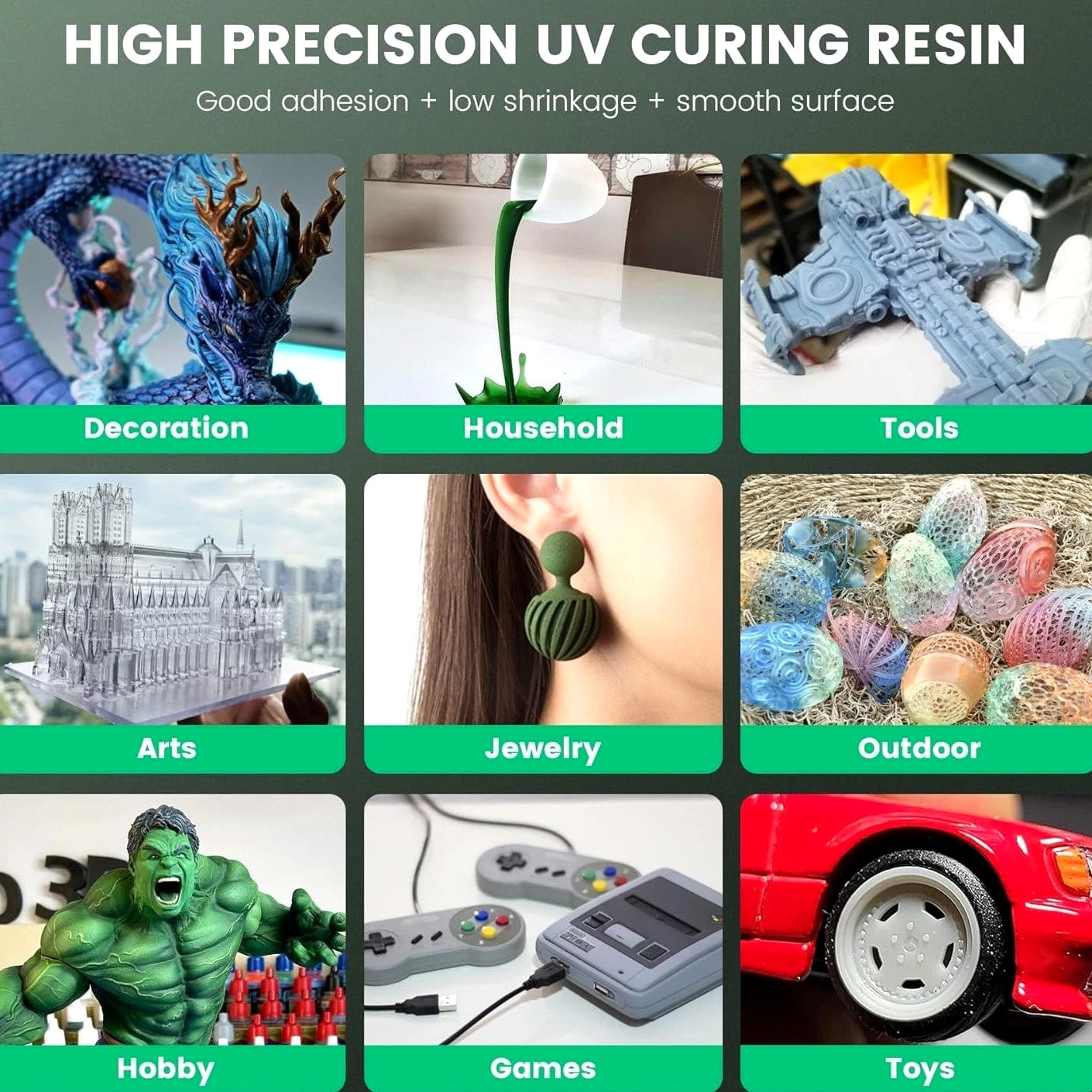 Clear Blue 3D Printer Resin 1kg - Fast Curing, High Precision, Minimal Odor