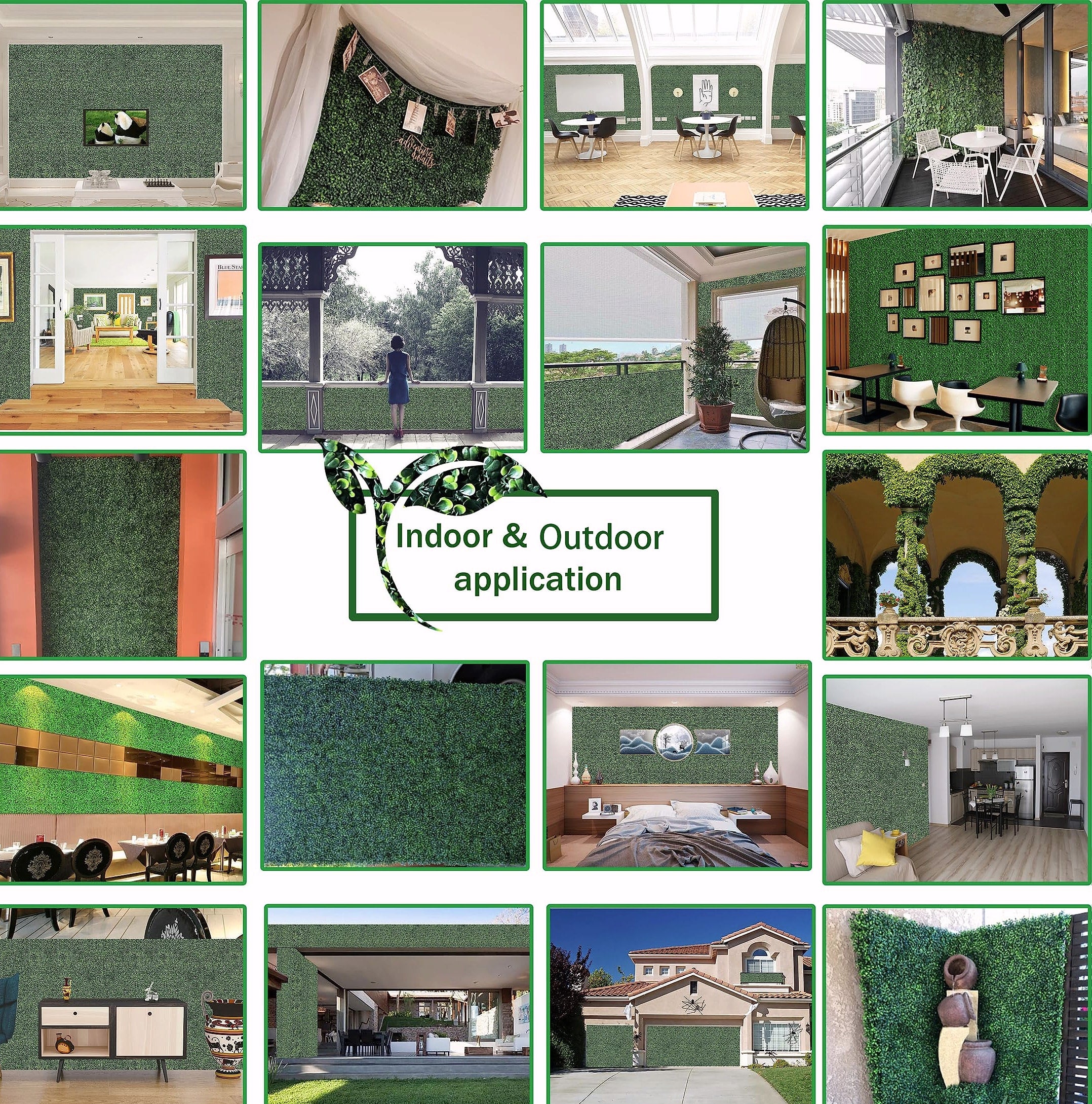 ODTORY Artificial Boxwood Panels 20x20 in, 12 Pack Green Wall