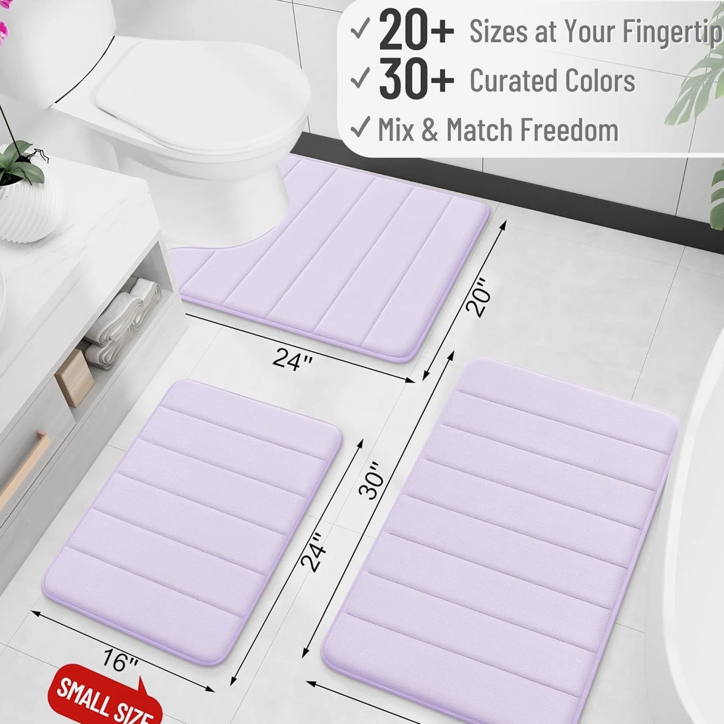 Memory Foam Bath Mat 30X20, Super Soft Absorbent Bathroom Rugs, Quick Dry, Machi