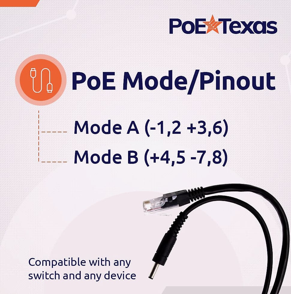 PoE Texas 802.3af Power Over Ethernet PoE Splitter with 5 Volts 10 Watts Output - for 5V Non-PoE Security Camera and Devices Like Foscam, Sonoff, Tablet, USB, Dropcam, Raspberry Pi and Others
