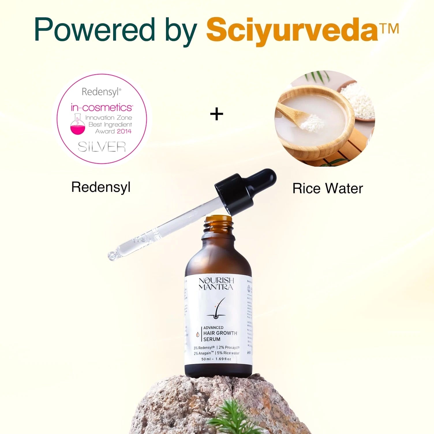 Advanced Hair Growth Vitalizer 50ml, 3% Redensyl, 2% Anagain, 2% Procapil, 5% Rice Water...