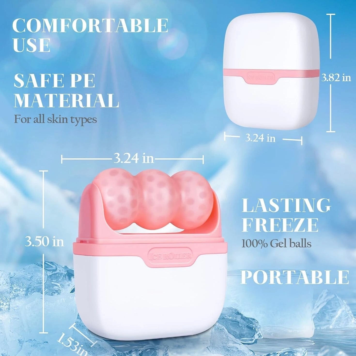Travel Ice Roller for Face & Eyes - 2 in 1 Skincare Gift