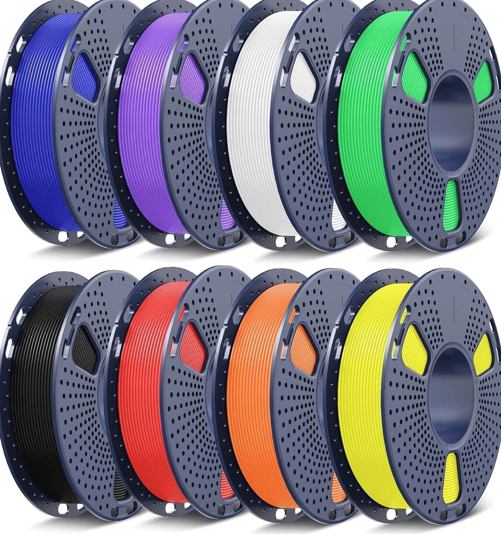 8-Pack Vacuum-Sealed Multicolor PETG Filament 1.75mm - 2kg for Reliable Printing