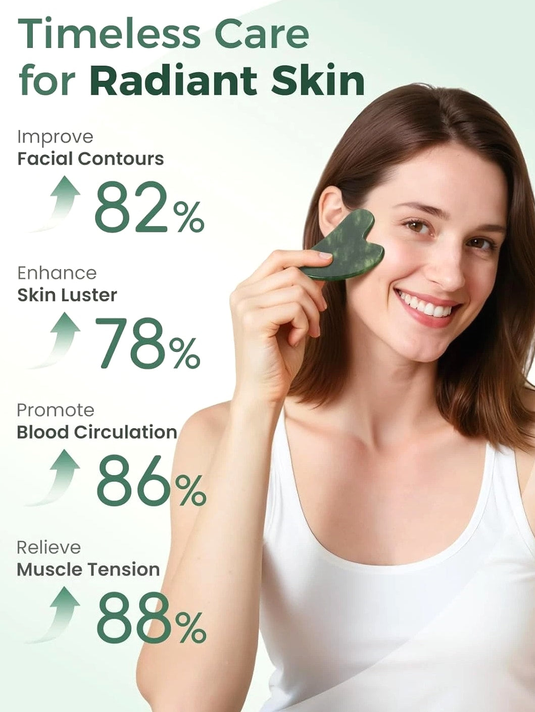Natural Jade Stone Gua Sha Tool for Face Massage, Therapy and Acupuncture Trigger