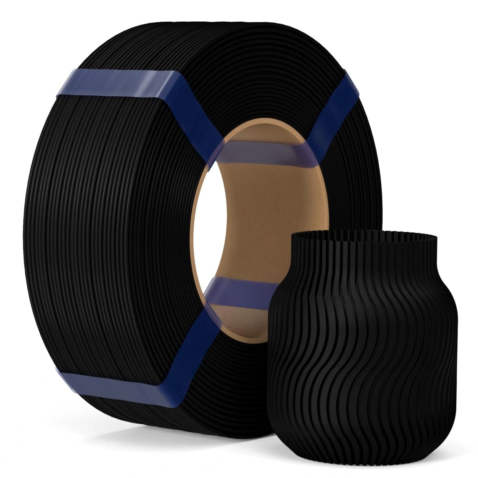 1.75mm Black PLA Filament 1KG - High Precision 3D Printer Material, No Spool, Re