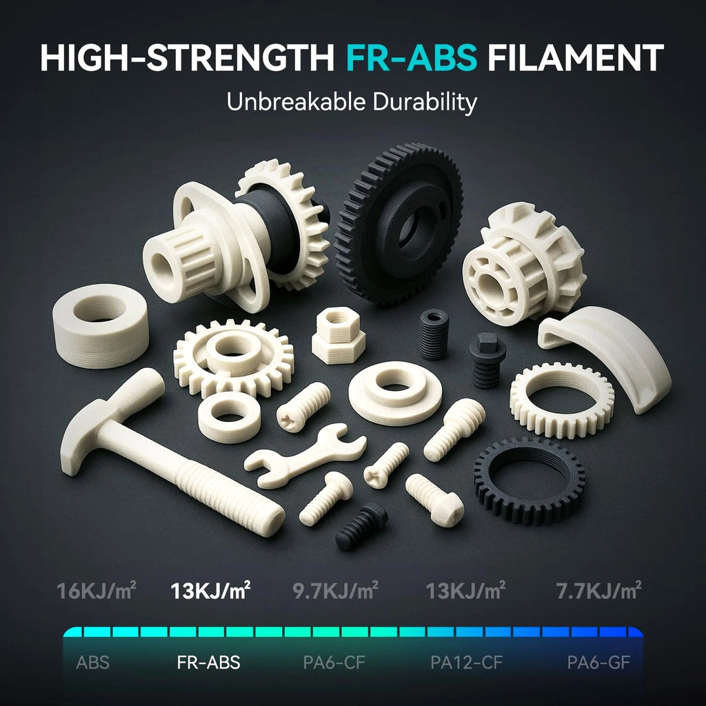 FR-ABS 3D Filament 1.75mm 1KG, UL94 V0 Fireproof Material, Tough & Durable...