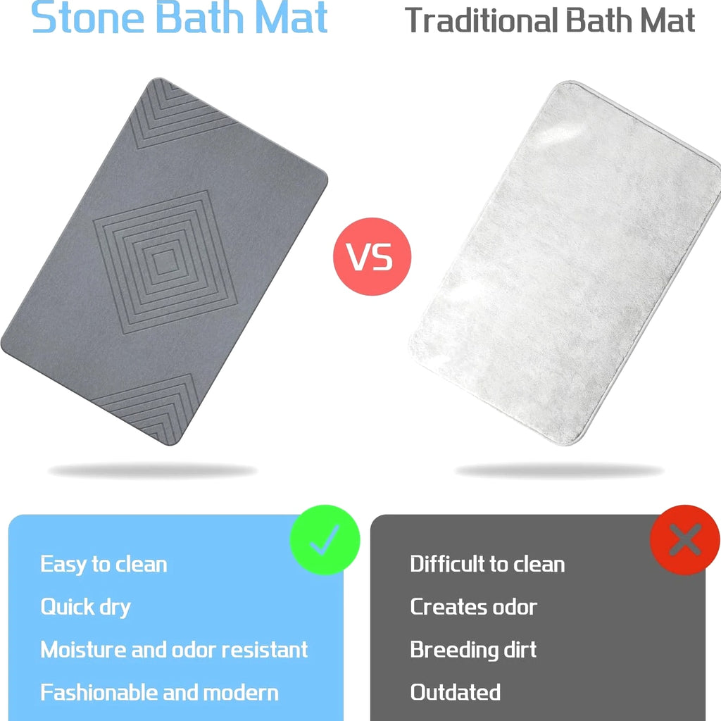 BIOIWGY Diatomite Stone Bath Mat - Fast Drying, Non-Slip Shower Mat, Super Absor