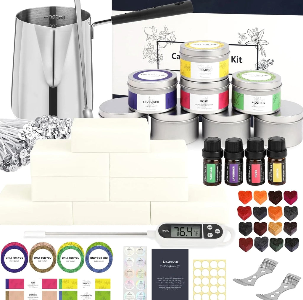 Complete Candle Making Kit for Adults, DIY Starter Soy Candle Making Supplies