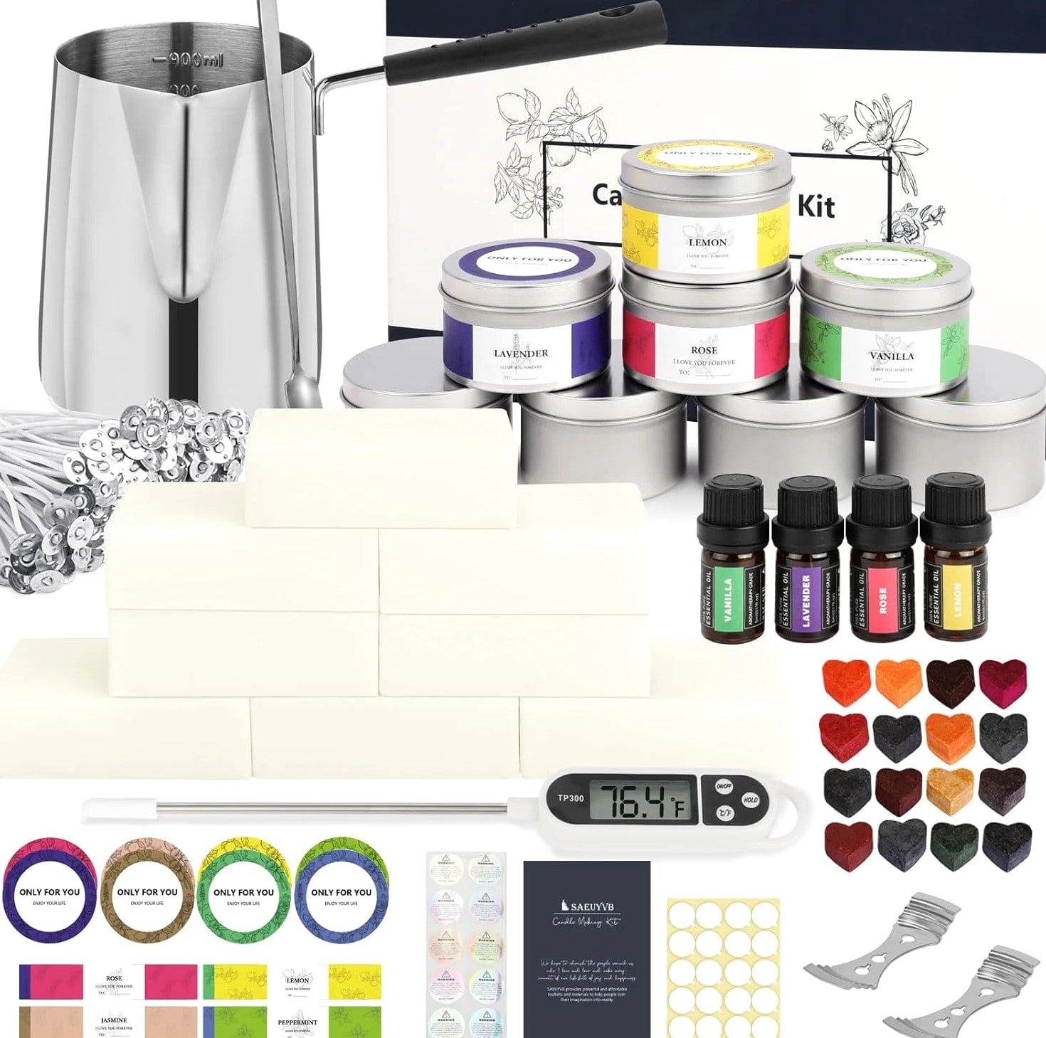 Complete Candle Making Kit for Adults, DIY Starter Soy Candle Making Supplies