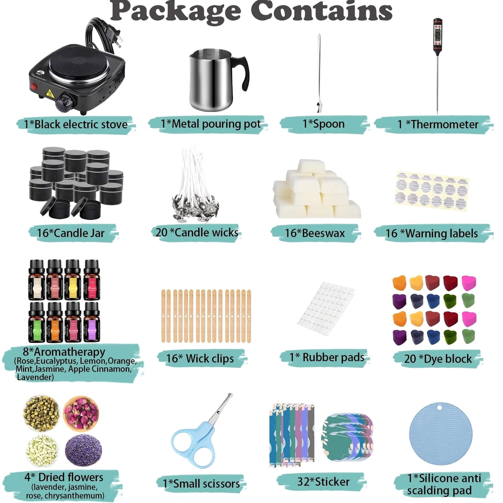 Complete Candle Making Kit with Wax Melter, Candle Making Supplies, DIY Arts & Crafts Kit