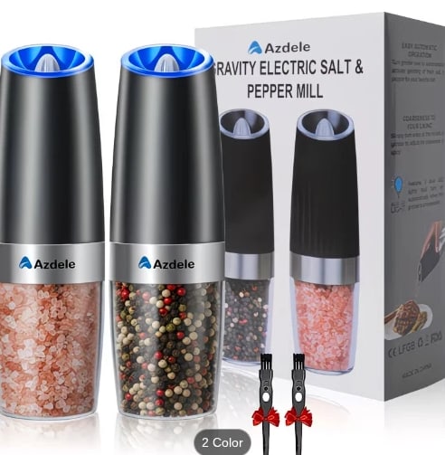 2 Pcs Gravity-sensing Electric Salt & Pepper Grinder Set, Battery-powered LED