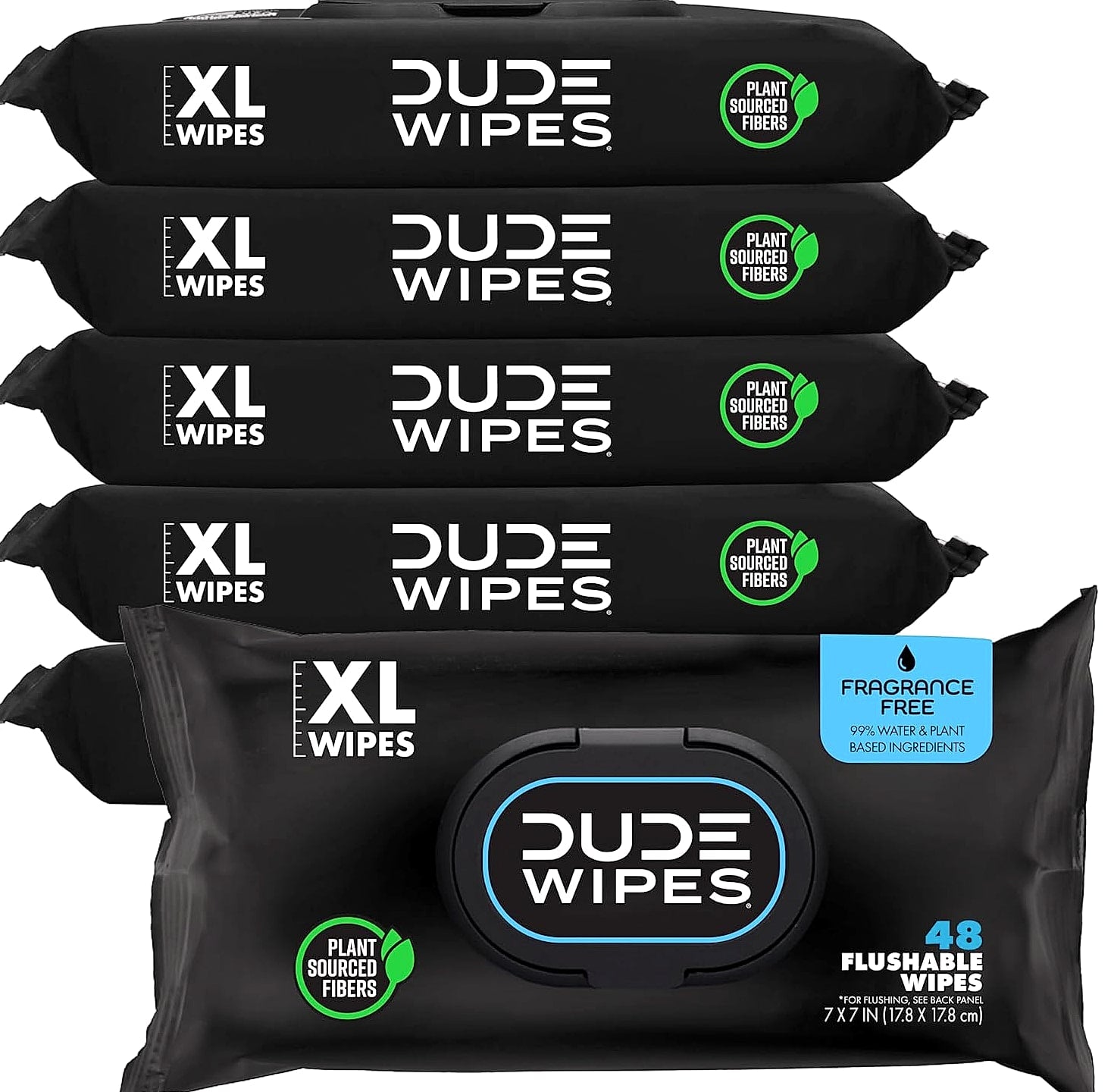 DUDE Wipes Unscented Flushable Wipes for Adults, 6 Pack