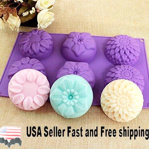 6 Cavity Flower Shaped Silicone Soap Mold DIY Handmade
