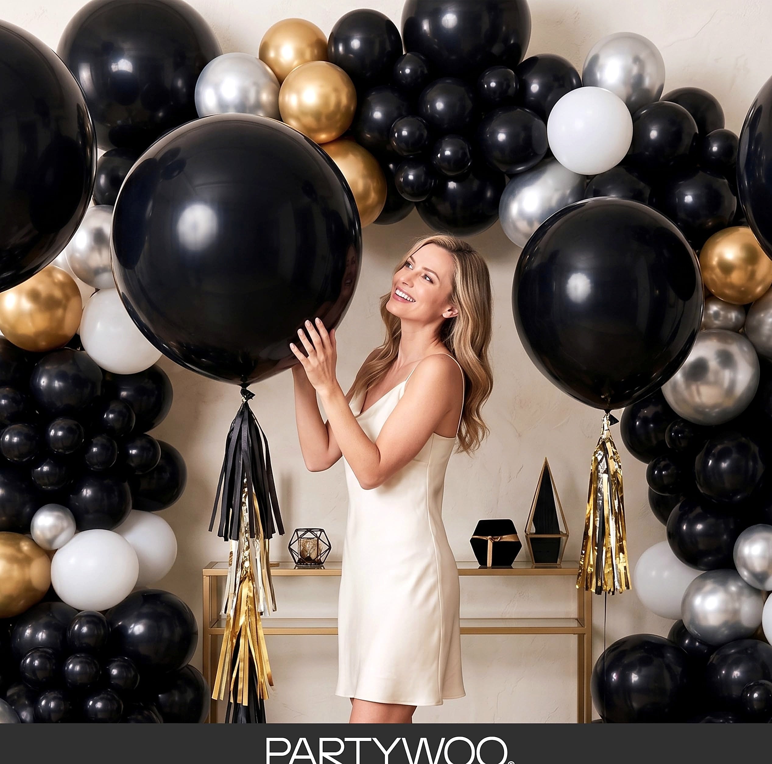 PartyWoo Black Balloons 140 pcs Arch Kit, 5-18 Inch