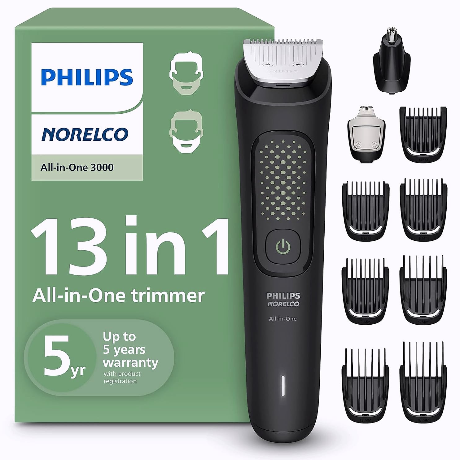 Norelco 3000 Series 13-in-1 Beard and Head Hair Trimmer MG3939/50