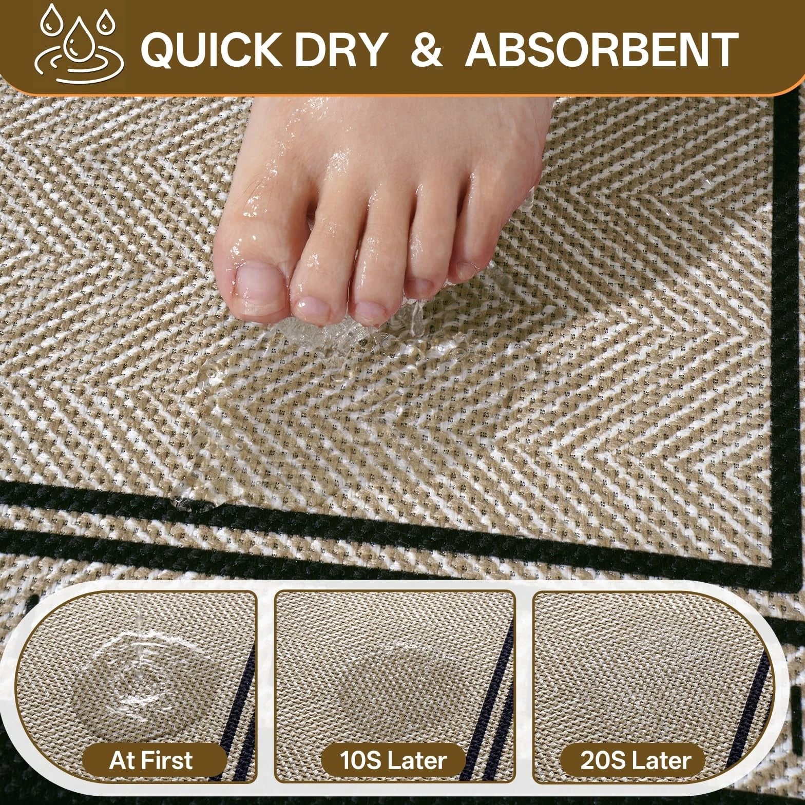 Non Slip Bath Mat with Rubber Backing, Absorbent Quick Dry Bath Rugs Washable...
