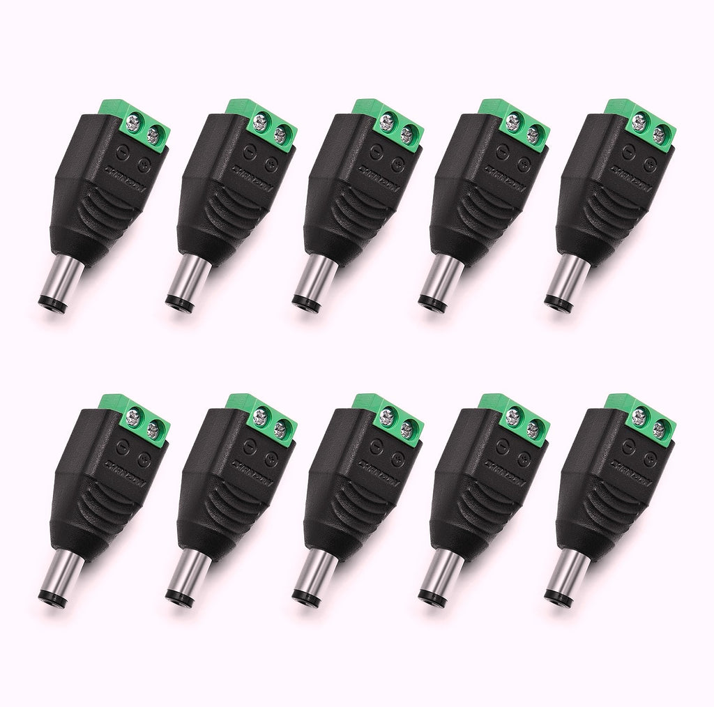 CHANZON 10x Male DC Power Connector 5.5mm x 2.1mm Barrel Jack