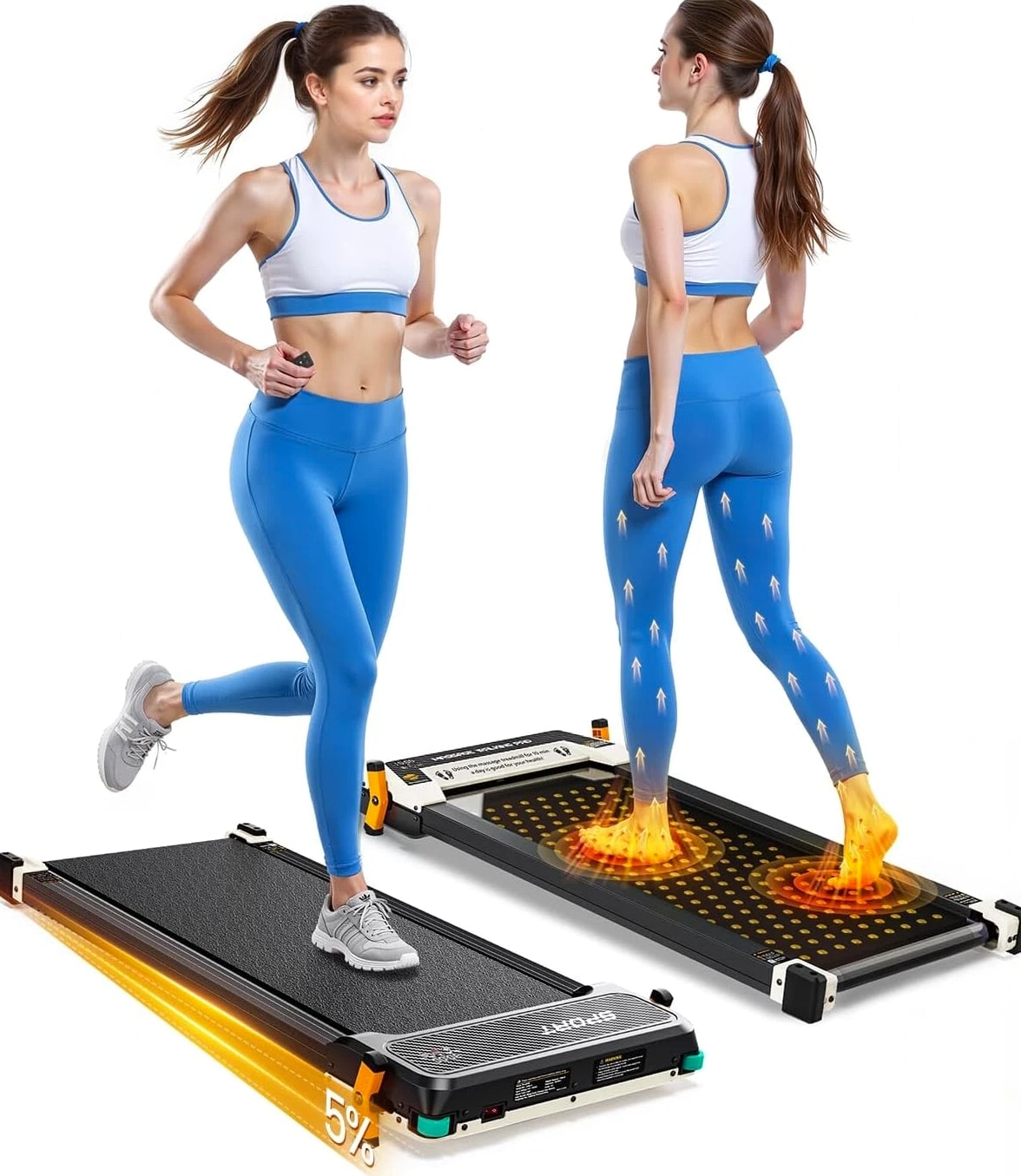 Akluer Walking Pad with Incline, Dual-Sided Walking Pad & Foot Massage Used