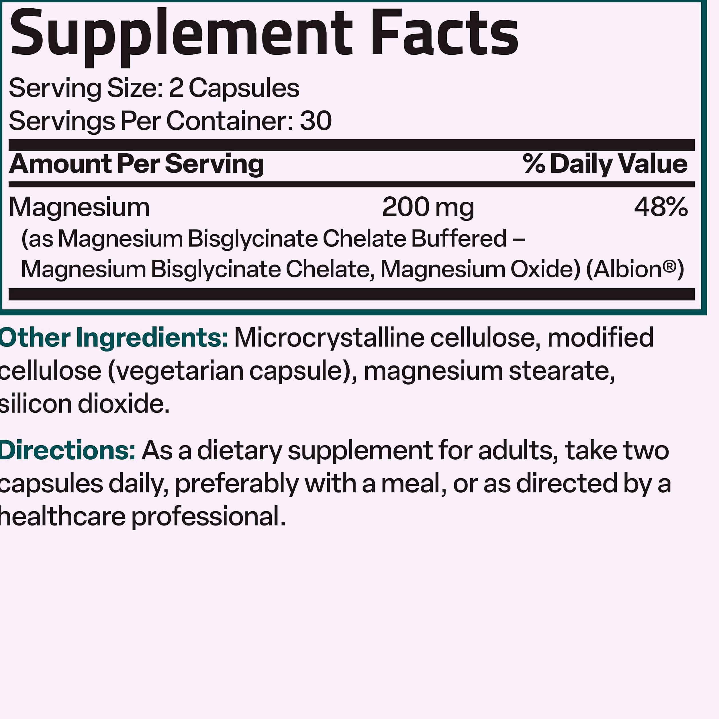 Bronson Magnesium Glycinate 200mg Chelated Capsules