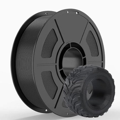 95A 3D Printer Filament 1.75mm, Flexible & Soft Polyurethane, +/- TPU Black