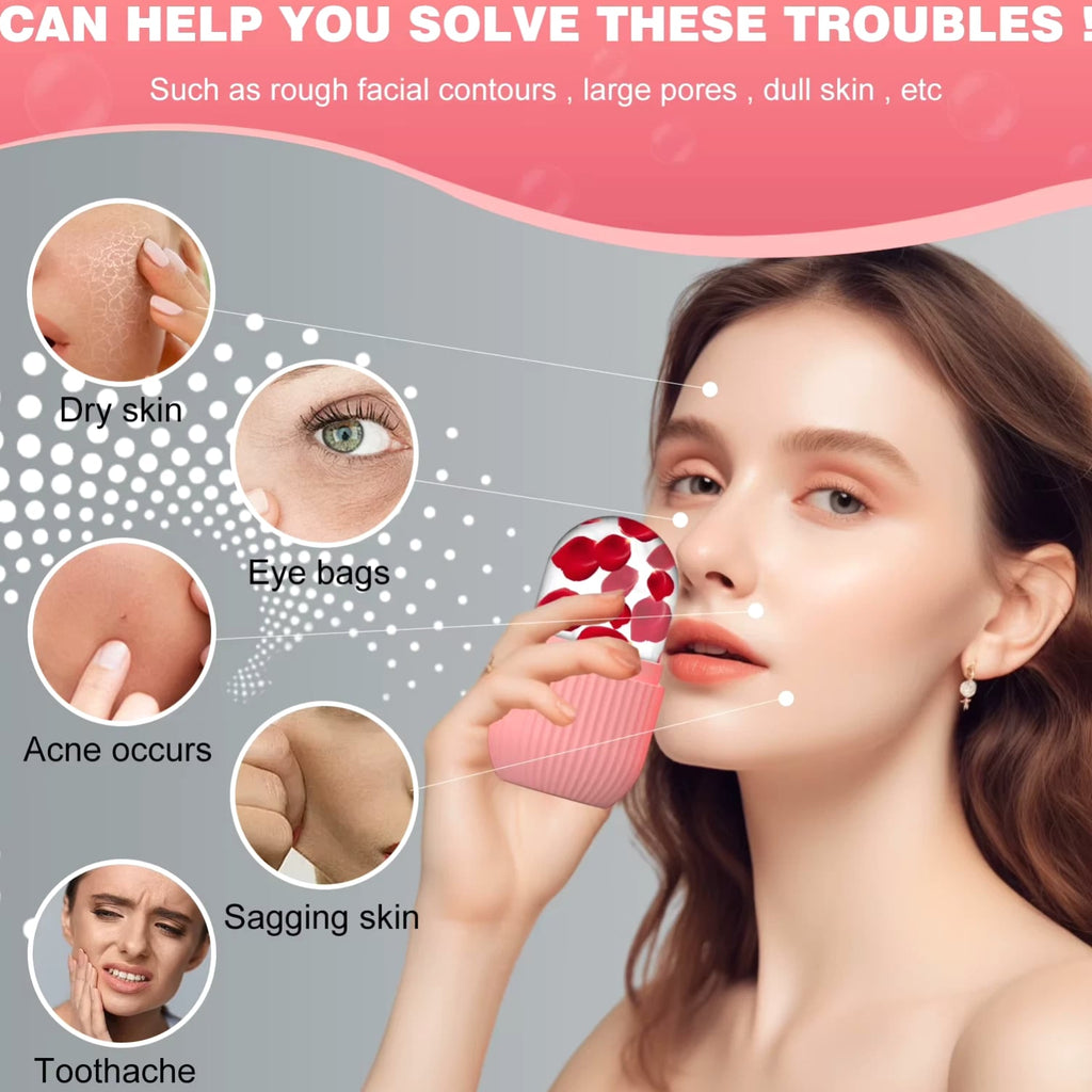 Ice Face Roller Silicone Facial Cooling Tool for Beauty Skin Care Massage Ice Mold