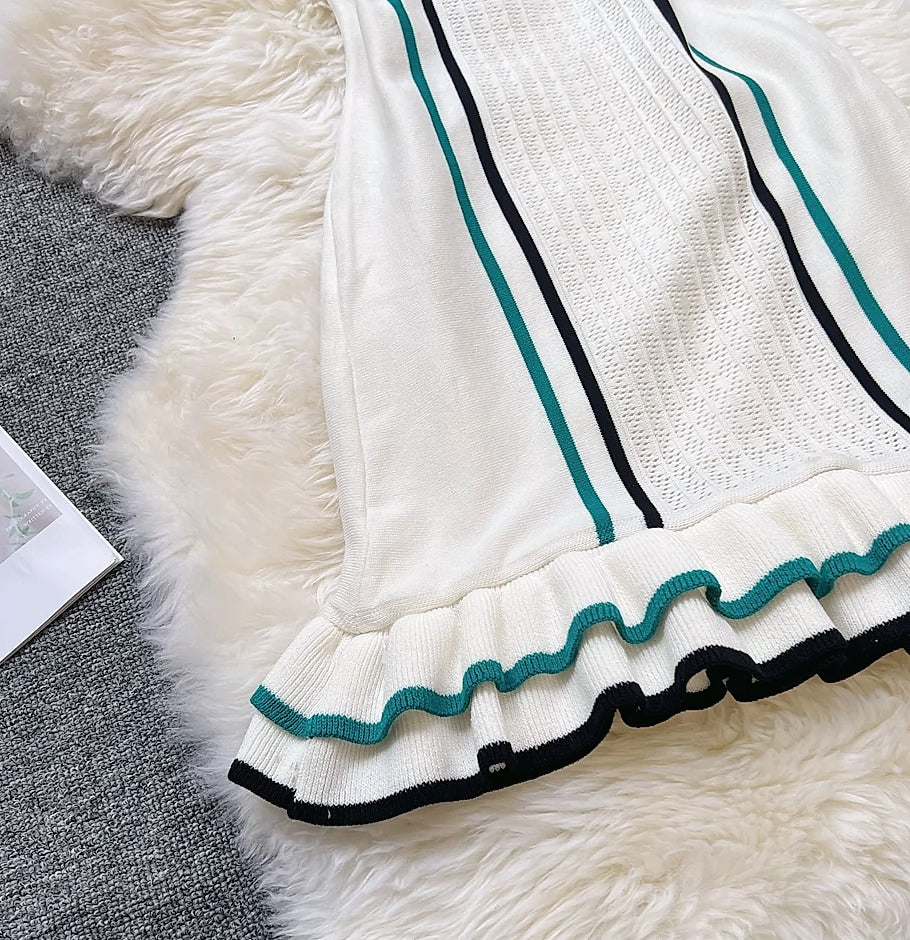 YUOOMUOO Knitted Mini Dress with Ruffle Hips