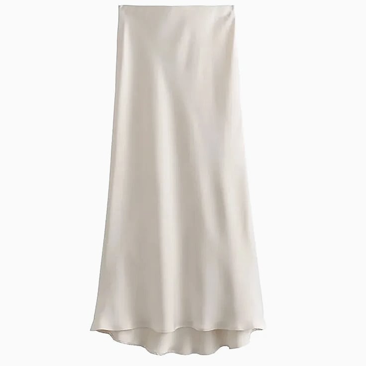 MUJER Woman 2026 Satin Midi Skirt High Waist Black