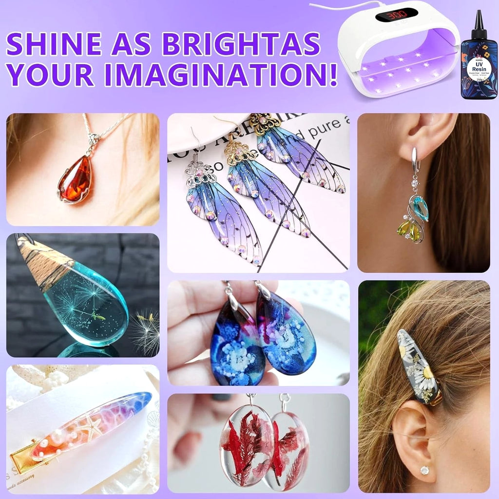 Versatile 500g UV Resin Craft Kit with 36W Light - Low Odor and High Hardness