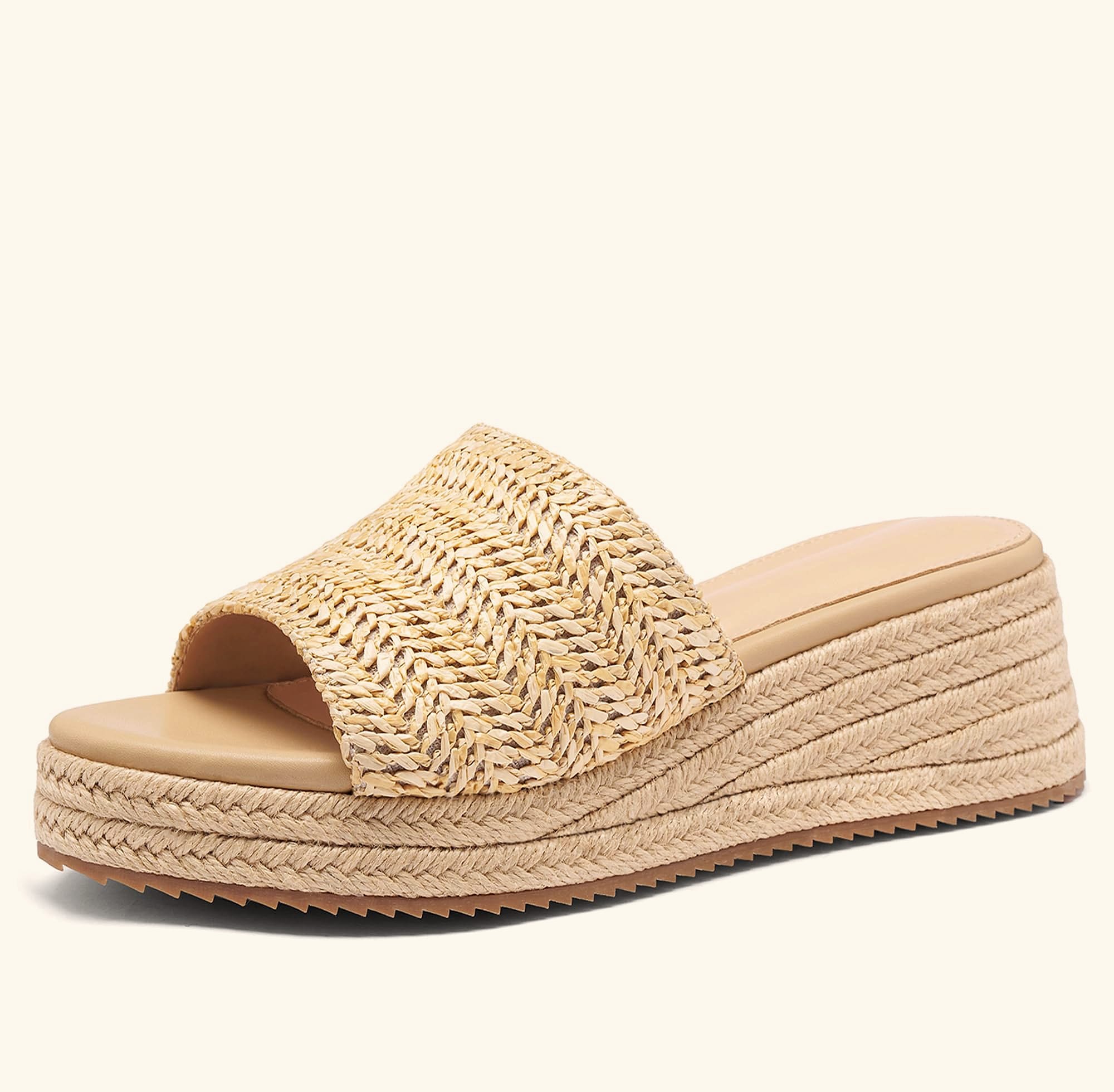 Sqzrkj Raffia Platform Wedge Sandals for Women