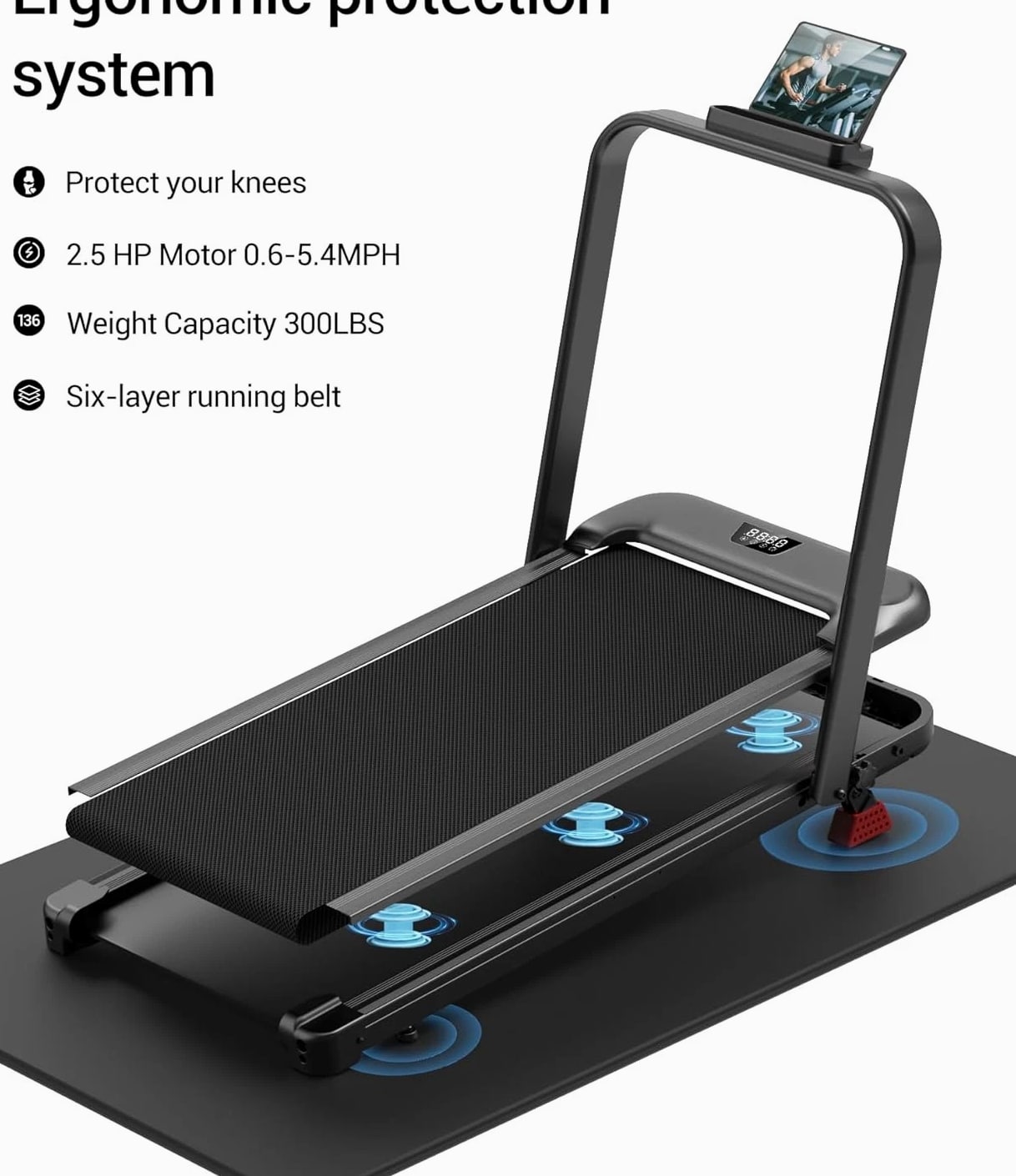 3-in-1 Foldable Treadmill with 300 LBS Capacity, 15% Incline Walking Pad Treadmills for