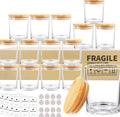 SUPMIND 15 Pack Clear Empty Candle Jars with Bamboo Lids and Sticky Labels - Bulk