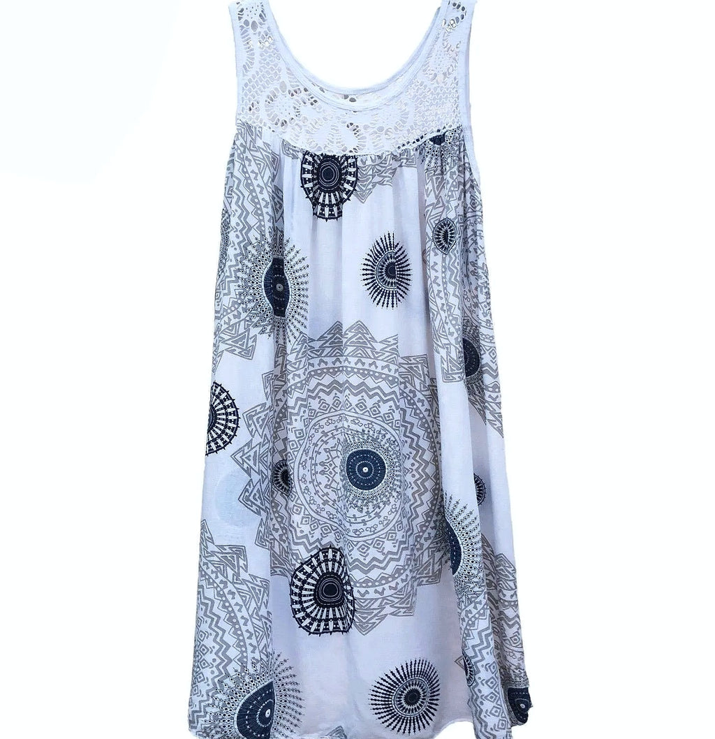 Women's Sleeveless Lace Print Camisole Summer Dress